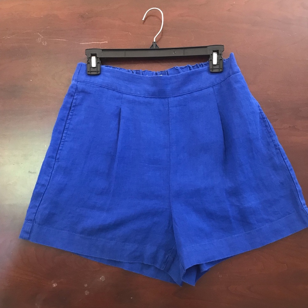 NWT Madewell Clean Pull On 100% Linen Shorts in Pure Blue - S